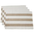Saro Lifestyle SARO 8024.T1420B 14 x 20 in. Rectangle Cotton Placemats with Striped Design  Taupe - Set of 4 8024.T1420B
